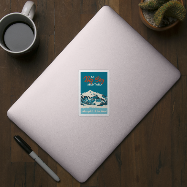 Ski Big Sky Montana Vintage Ski Poster by ROEDERcraft